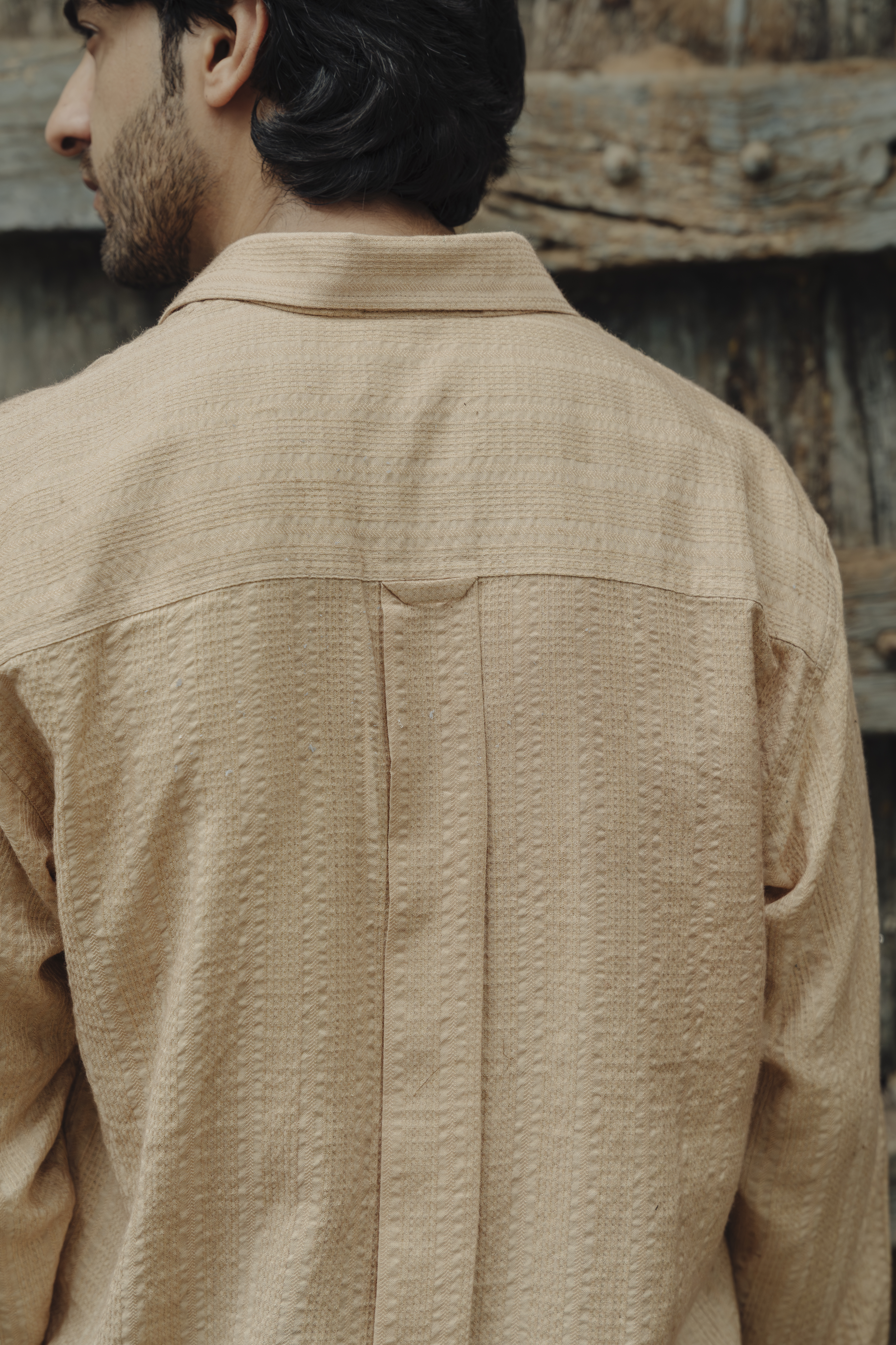 camel Silk Stripes Men Shirt 2